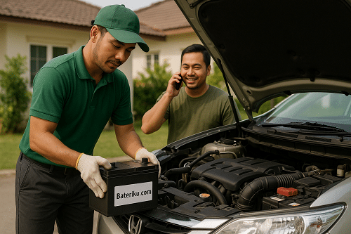 Servis Tukar Bateri Kereta di Rumah oleh Bateriku JB